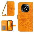 For Realme C63 5G Skin Feel Sun Flower Embossed Flip Leather Phone Case with Lanyard(Yellow) - 1