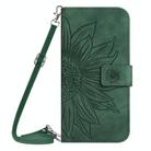 For Realme 14 Pro+ 5G Skin Feel Sun Flower Embossed Flip Leather Phone Case with Lanyard(Green) - 2