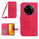 For Realme 14 Pro+ 5G Skin Feel Sun Flower Embossed Flip Leather Phone Case with Lanyard(Rose Red) - 1