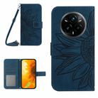 For Realme 14 Pro+ 5G Skin Feel Sun Flower Embossed Flip Leather Phone Case with Lanyard(Inky Blue) - 1