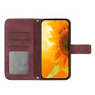 For Realme 13+ 5G Global Skin Feel Sun Flower Embossed Flip Leather Phone Case with Lanyard(Wine Red) - 3