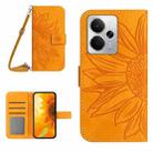 For Realme 14 5G Global / P3 5G Global Skin Feel Sun Flower Embossed Flip Leather Phone Case with Lanyard(Yellow) - 1