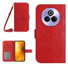 For Realme P3 Pro 5G Global Skin Feel Sun Flower Embossed Flip Leather Phone Case with Lanyard(Red) - 1