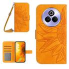 For Realme P3 Pro 5G Global Skin Feel Sun Flower Embossed Flip Leather Phone Case with Lanyard(Yellow) - 1
