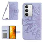 For Realme C75 5G Skin Feel Sun Flower Embossed Flip Leather Phone Case with Lanyard(Purple) - 1