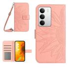 For Realme C75 5G Skin Feel Sun Flower Embossed Flip Leather Phone Case with Lanyard(Pink) - 1