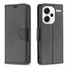 For Xiaomi Redmi Note 13 Pro+ Litchi Texture Pure Color Leather Phone Case(Black) - 1