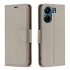 For Xiaomi Redmi 13C Litchi Texture Pure Color Leather Phone Case(Grey) - 1