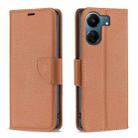 For Xiaomi Redmi 13C Litchi Texture Pure Color Leather Phone Case(Brown) - 1