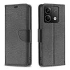 For Xiaomi Redmi Note 13 4G Global Litchi Texture Pure Color Leather Phone Case(Black) - 1