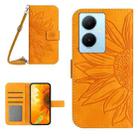 For vivo Y78+ Skin Feel Sun Flower Embossed Flip Leather Phone Case with Lanyard(Yellow) - 1