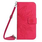 For vivo Y03 4G Skin Feel Sun Flower Embossed Flip Leather Phone Case with Lanyard(Rose Red) - 2