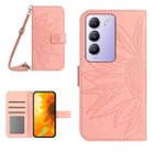 For vivo Y200e 5G/Y100 5G IDN/V30 Lite 5G India Skin Feel Sun Flower Embossed Flip Leather Phone Case with Lanyard(Pink) - 1