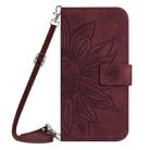 For vivo Y200e 5G/Y100 5G IDN/V30 Lite 5G India Skin Feel Sun Flower Embossed Flip Leather Phone Case with Lanyard(Wine Red) - 2