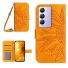 For vivo Y200e 5G/Y100 5G IDN/V30 Lite 5G India Skin Feel Sun Flower Embossed Flip Leather Phone Case with Lanyard(Yellow) - 1