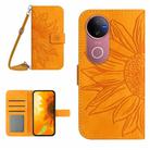 For vivo V50 5G Global Skin Feel Sun Flower Embossed Flip Leather Phone Case with Lanyard(Yellow) - 1