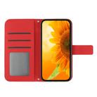 For iPhone SE 2024 Skin Feel Sun Flower Embossed Flip Leather Phone Case with Lanyard(Red) - 3