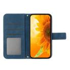 For iPhone 16 Skin Feel Sun Flower Embossed Flip Leather Phone Case with Lanyard(Inky Blue) - 3
