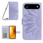 For iPhone 17 Air Skin Feel Sun Flower Embossed Flip Leather Phone Case with Lanyard(Purple) - 1