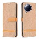 For Xiaomi Civi 3 5G Color Block Denim Texture Leather Phone Case(Brown) - 1