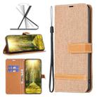 For Xiaomi Redmi 12 4G Color Block Denim Texture Leather Phone Case(Brown) - 1