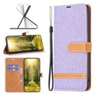 For Xiaomi Redmi 12 4G Color Block Denim Texture Leather Phone Case(Purple) - 1