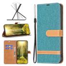 For Xiaomi Redmi 12 4G Color Block Denim Texture Leather Phone Case(Green) - 1