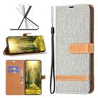 For Xiaomi Redmi 12 4G Color Block Denim Texture Leather Phone Case(Grey) - 1