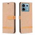 For Xiaomi Redmi Note 13 Pro Color Block Denim Texture Leather Phone Case(Brown) - 1