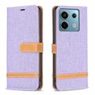 For Xiaomi Redmi Note 13 Pro Color Block Denim Texture Leather Phone Case(Purple) - 1