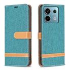 For Xiaomi Redmi Note 13 Pro 5G Color Block Denim Texture Leather Phone Case(Green) - 1