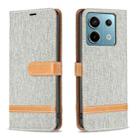 For Xiaomi Redmi Note 13 Pro 5G Color Block Denim Texture Leather Phone Case(Grey) - 1