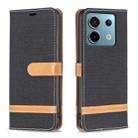 For Xiaomi Redmi Note 13 Pro Color Block Denim Texture Leather Phone Case(Black) - 1