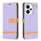 For Xiaomi Redmi Note 13 Pro+ 5G Color Block Denim Texture Leather Phone Case(Purple) - 1