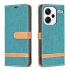 For Xiaomi Redmi Note 13 Pro+ 5G Color Block Denim Texture Leather Phone Case(Green) - 1