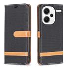 For Xiaomi Redmi Note 13 Pro+ Color Block Denim Texture Leather Phone Case(Black) - 1