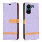 For Xiaomi Redmi 13C Color Block Denim Texture Leather Phone Case(Purple) - 1