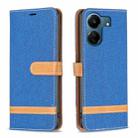 For Xiaomi Redmi 13C Color Block Denim Texture Leather Phone Case(Royal Blue) - 1