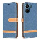 For Xiaomi Redmi 13C Color Block Denim Texture Leather Phone Case(Dark Blue) - 1