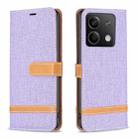 For Xiaomi Redmi Note 13 4G Global Color Block Denim Texture Leather Phone Case(Purple) - 1