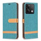 For Xiaomi Redmi Note 13 4G Global Color Block Denim Texture Leather Phone Case(Green) - 1