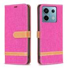 For Xiaomi Redmi Note 13 Pro 4G Global Color Block Denim Texture Leather Phone Case(Rose Red) - 1