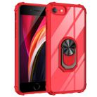 For iPhone SE 2022 / SE 2020 / 8 / 7 / 6 Shockproof Transparent TPU + Acrylic Protective Case with Ring Holder(Red) - 1