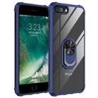 For iPhone 8 Plus / 7 Plus / 6 Plus Shockproof Transparent TPU + Acrylic Protective Case with Ring Holder(Blue) - 1