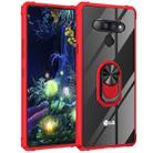 For LG Stylo 6 Shockproof Transparent TPU + Acrylic Protective Case with Ring Holder(Red) - 1