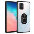 For Samsung Galaxy S10 Lite / A91 Shockproof Transparent TPU + Acrylic Protective Case with Ring Holder(Black) - 1