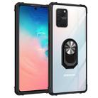 For Samsung Galaxy S10 Lite / A91 Shockproof Transparent TPU + Acrylic Protective Case with Ring Holder(Silver Black) - 1