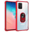 For Samsung Galaxy S10 Lite / A91 Shockproof Transparent TPU + Acrylic Protective Case with Ring Holder(Red) - 1