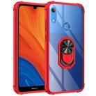 For Huawei Y6s (2019) Shockproof Transparent TPU + Acrylic Protective Case with Ring Holder(Red) - 1