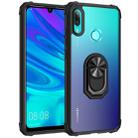 For Huawei P smart 2019 Shockproof Transparent TPU + Acrylic Protective Case with Ring Holder(Black) - 1